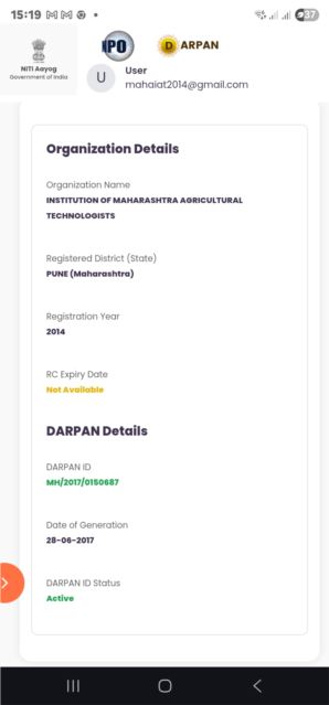 NITI AYOG DARPAN REGISTRATION